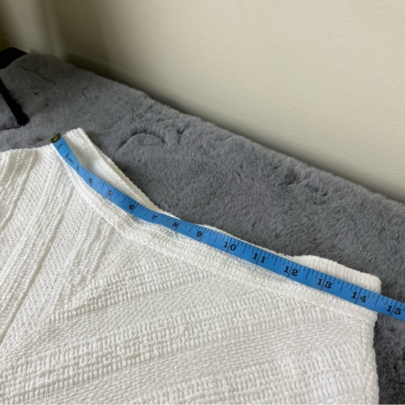 NWOT Rebecca Taylor Ivory Cotton Textured Tweed Frayed Hem Skirt White - Picture 15 of 16